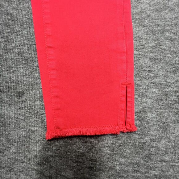 Kensie Jeans Women's Size 2/26 Red Mid-Rise Raw Hem Skinny Bold Ankle Crop - Picture 4 of 8